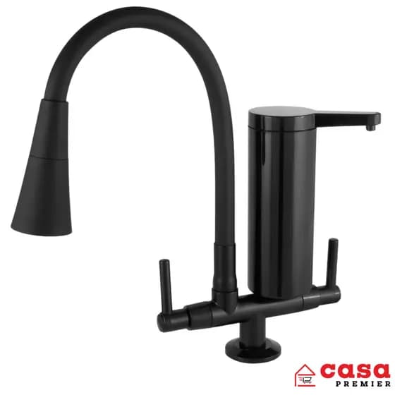 Torneira Cozinha filtro Bancada Tubo Cone Preto/Cromado Flexível Gourmet