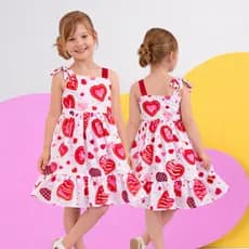 Vestido Infantil Menina Elegante dia a dia Aniversario floral rodado