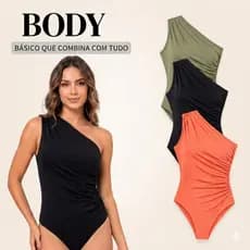 Body Feminino Mula Manca Um Ombro Só Com Drapeado Na Lateral Suplex