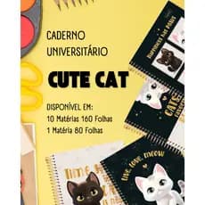 CADERNO UNIVERSITÁRIO CADERSIL CUTE CAT-Escolha a Estampa