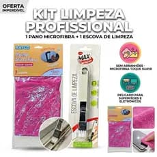 Kit Limpeza Profissional Pano Microfibra + Escova Multiuso Limpeza Secagem Rápida  Detalhada Carro, Cozinha, Louça.