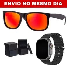 Kit Masculino Relógio Original Prova d'Água + Óculos Lupa + Caixa Presente Dia dos Pais