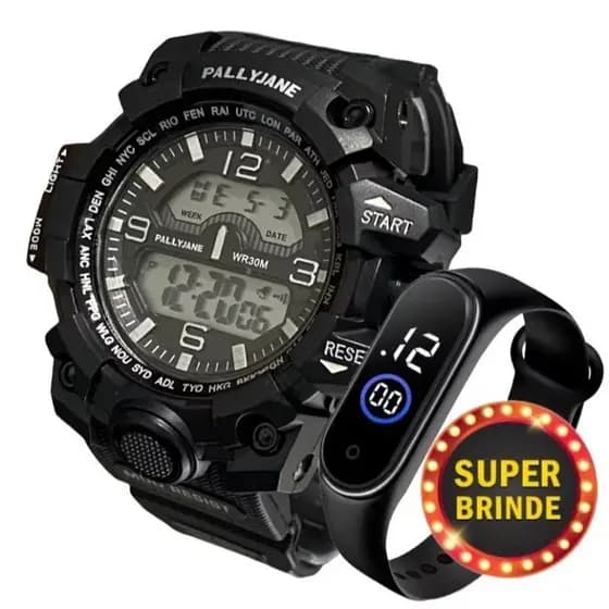 Kit com 2 Relógio Masculino Esportivo Shok Varias Cores Masculino Feminino Adulto Infantil Promoção