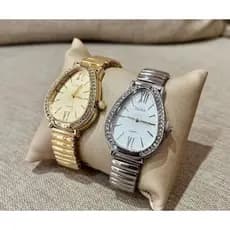 Relógio Feminino Dourado Prata Pedraria Luxo Original