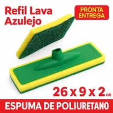 Refil Lava Azulejo Rodo Limpeza Pesada 26x9x2cm Espuma Abrasiva Fibra Sintética Pronta Entrega