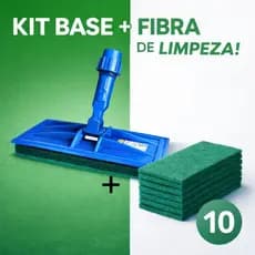 Kit Base Articulada + Fibras Verdes 250x100mm Para Limpeza Pesada de Piso e Azulejo