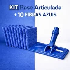 Kit Base Articulada + Fibras de Limpeza Azul Multiuso Pisos e Azulejos