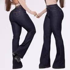 Calça Jeans Country Feminina Cos Alto Boiadeira Com Elastano Cintura Alta