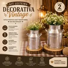 Kit Leiteira Decorativa Vintage Alumínio Rustica Fazenda Centro de Mesa
