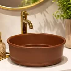 Cuba de Apoio Redonda  para Banheiro Lavabo Alumínio Moderno