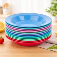 kit pratos plasticos coloridos festas cozinha pratos infantil churrascos prato fundo reforcado