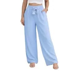 Calça Feminina Duna Pantalona com bolso nas laterais, cintura elástica com amarração na frente ,NAO E TRANSPARENTE