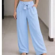 calça pantalona FEMININA duna com bolsos, cintura alta com elástico, não e transparente