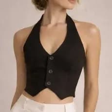 CROPPED TOP COLETE HALTER, regata, Feminina Alfaiataria  Elegante, amarração atras estilo SOCIAL CHIC