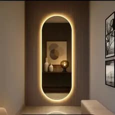 Espelho Grande Corpo Inteiro touch screen Lapidado S/moldura Designer Oval Luxo