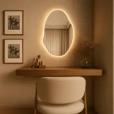 Espelho Grande Orgânico Led Quarto Sala Loja Moldura Quente ou Fria.