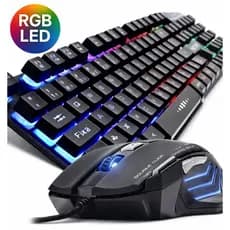Kit Gamer Teclado Semi Mecânico + Mouse3200 DPI 7 Botôes Usb Led Rgb Para Jogos Pc