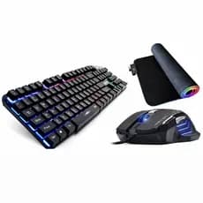 Kit Gamer Teclado Semi Mecânico + Mouse 3400 DPI + Mouse Pad Led RGB