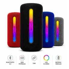 Caixa Som Bluetooth Portátil LED RGB TWS USB Rádio FM SD Exbom 31BT 33BT Potente 15W 30W