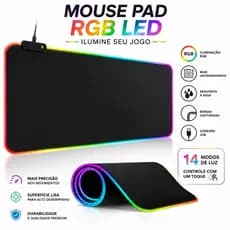 Mouse Pad Gamer Led RGB 7 Cores 11 efeitos Iluminado Grande 80x30 25x35