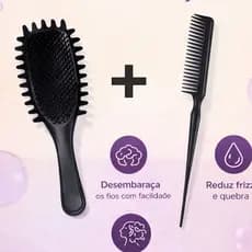 ESCOVA FINALIZADORA DE CACHOS+PENTE TRES FILEIRAS CACHOS PERFEITOS E DEFINIÇAO/CORES VARIADAS