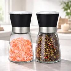 Kit 1 até 4 Moedor De Tempero com Regulador Sal Pimenta Porta Condimentos Especiarias De Vidro Premium