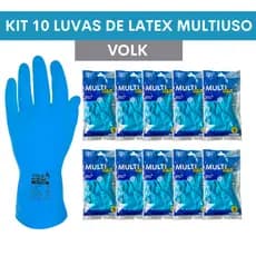 Kit 10 Pares de Luva de Latex Azul M Volk Para Limpeza Proteção Trabalho Epi