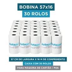 Bobina Autopel 57x16mm Maquina de Cartão Térmica Mini Impressora