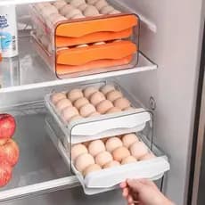 Organizador Porta Ovos 2 e 3 Andares Acrílico Capacidade 30 / 32 Ovos Para Geladeira Multiuso