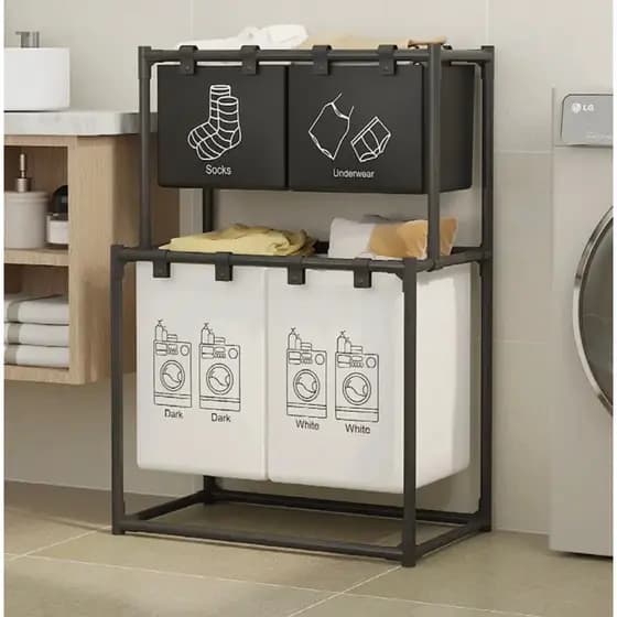 Cesto de Roupa Suja Grande 57cm Aço Dobrável Armazenamento de Roupas Organizador Cesta para Lavanderia