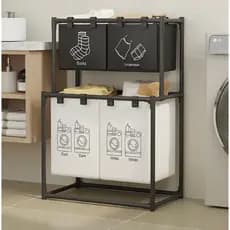 Cesto de Roupa Suja Grande 57cm Aço Dobrável Armazenamento de Roupas Organizador Cesta para Lavanderia