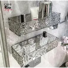 kit Suporte De Shampoo em Acrílico Prateleiras De Banheiro Retangular Sem Furo Estilo Glaciar