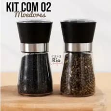 Kit 2 Moedor De Tempero com Regulador Sal Pimenta Porta Condimentos Especiarias De Vidro Premium