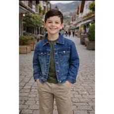 Jaqueta Jeans infantil Juvenil de Menino com Lycra