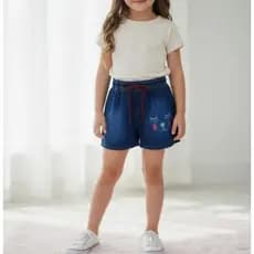 Shorts Jeans Infantil Menina com Elástico na Cintura