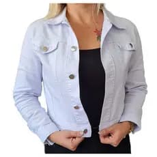 Jaqueta Jeans Feminina com Lycra Branca / Preta/ Azul até o XG