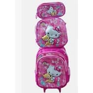 Kit Mochila Escolar 3D Alto Relevo Hello kitt com Rodinhas e Gel Reforçadas Menina