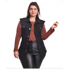 Colete Jaqueta Jeans Feminino Plus Size