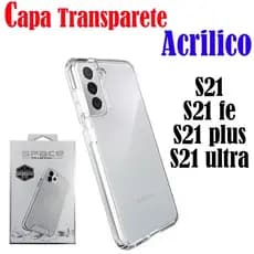 Capinha Space Transparente Acrílico Samsung S21/S21 PLUS/S21 FE/S21 ULTRA/S22/A35 Protetora Anti Amarelo