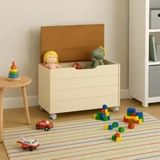Baú Infantil Espaçoso com Rodízios Organizador Eficiente de Brinquedo Casa com Criança Seguro e Leve