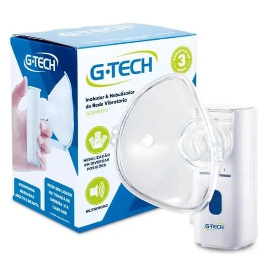 Nebulizador De Rede Vibratória Nebmesh2 G-tech Bivolt OU Nebulizador Compressor Compact DC2 G-Tech Bivolt
