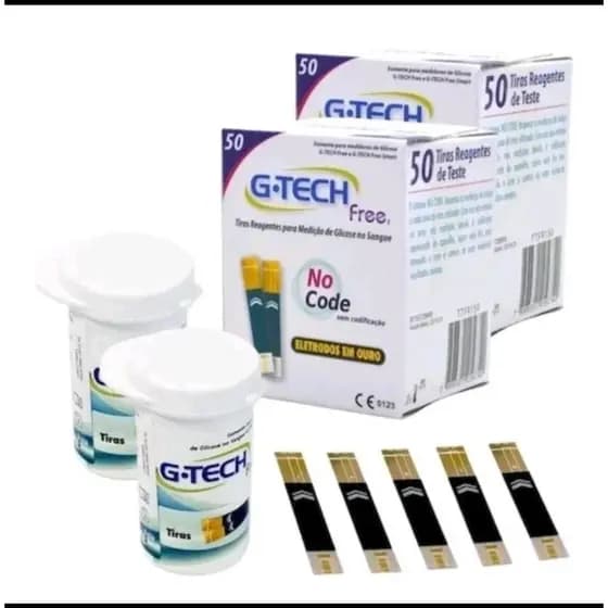 Tiras Reagentes para medição de Glicose G tech Free-1 Kit c/ 2 cxs (100 tiras)