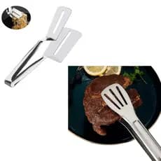 Kit 2  Pinça De Aço Inoxidável Para Fritar Bife Multifuncional Churrasco Espátula Clipe Pão Ferramenta