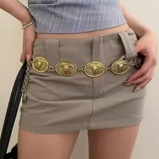 Cinto Corrente De Metal Fivela Country Touro Western Boho