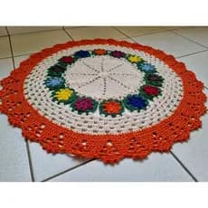 Tapete Redondo 1.00 M FLOR COLORIDA  Para Sala Quarto Copa. Produto Artesanal INCONFIOS