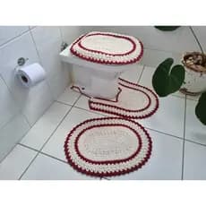 Tapete JOGO Banheiro Crochê TRADICIONAL - KIT 03 Peças