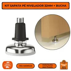 Kit Sapata Pé Niveladora Para Móveis 32mm + Bucha