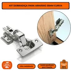Kit Dobradiça Curva 35mm Com Amortecedor Armário Cozinha Ropeiro