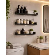 Kit 3 Prateleiras banheiro Decorativas  40x10 MDF Suspensa Banheiro  Cozinha escritos quartos