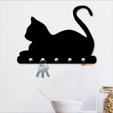 porta chave modelo gato em mdf estilo minimalista